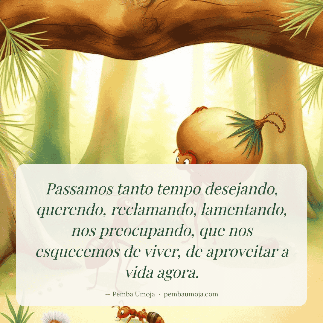 Passamos tanto tempo desejando, querendo, reclamando, lamentando, nos preocupando, que nos esquecemos de viver, de aproveitar a vida agora.