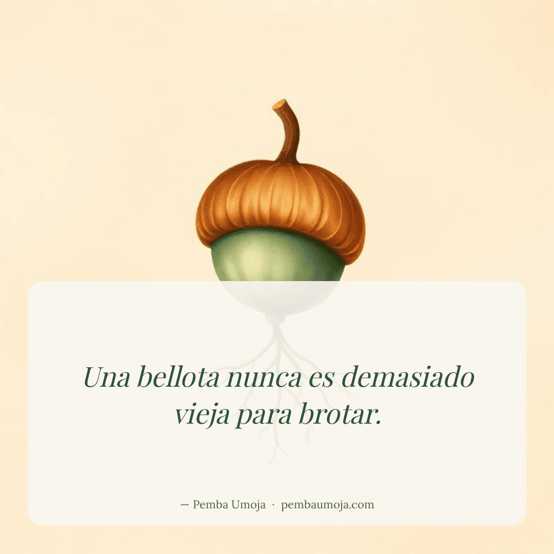 Una bellota nunca es demasiado vieja para brotar.