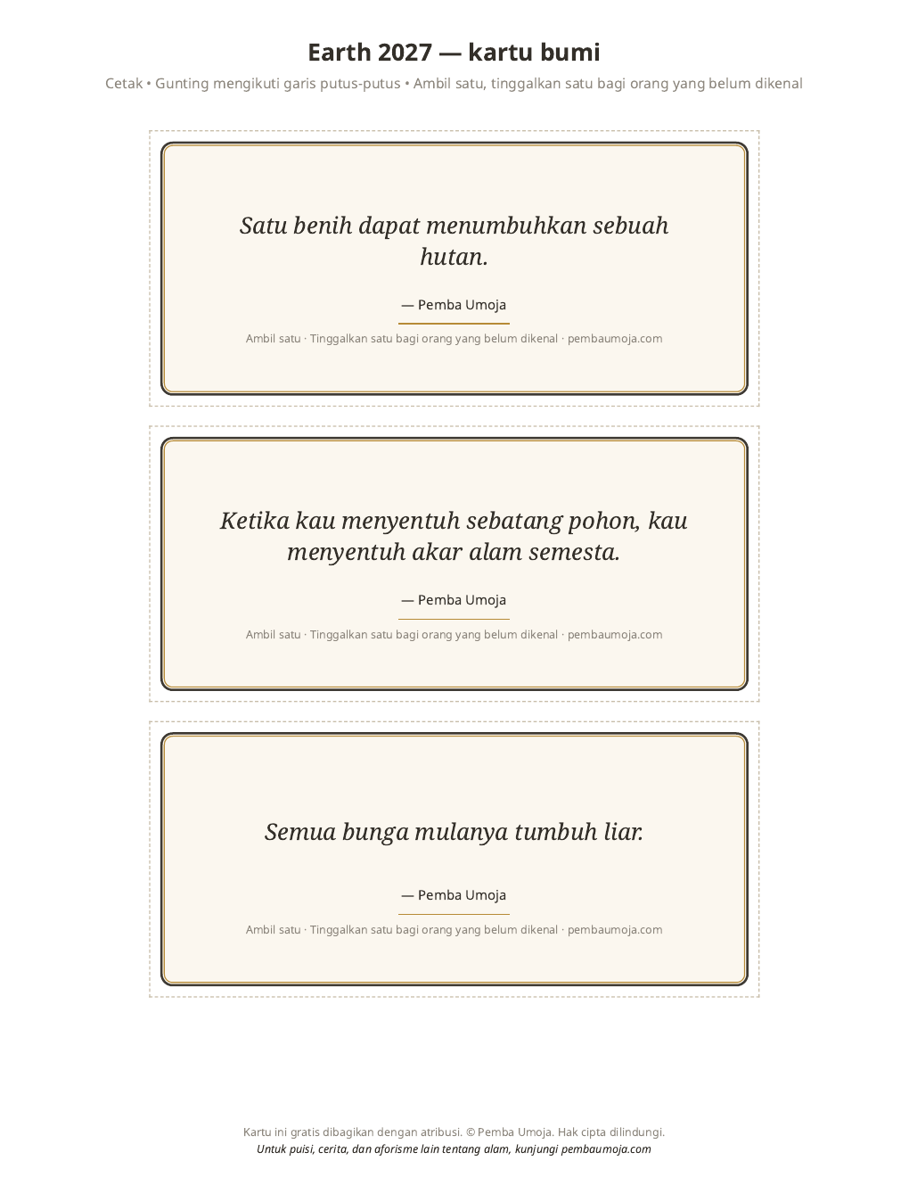 Lembar potong kartu bumi siap cetak