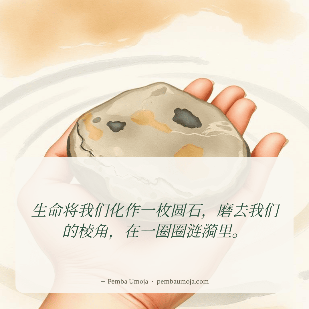 生命将我们化作一枚圆石，磨去我们的棱角，在一圈圈涟漪里。